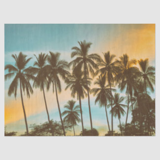 Papier Mousseline Tropical Twilight: Coconut Palm Silhouette