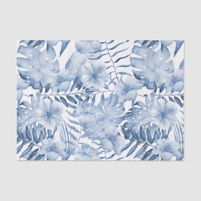 Papier Mousseline Tropical violet bleu Feuille Fête des mariées (Recto)