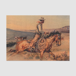 Papier Mousseline "Troupeau d'équitation" Western Art par Edward Bor