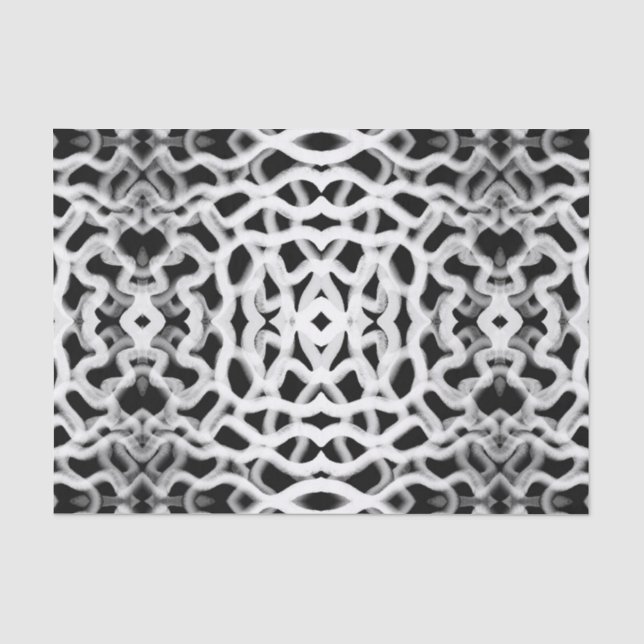 Papier Mousseline Tubulage Blanc Sur Noir (Recto)