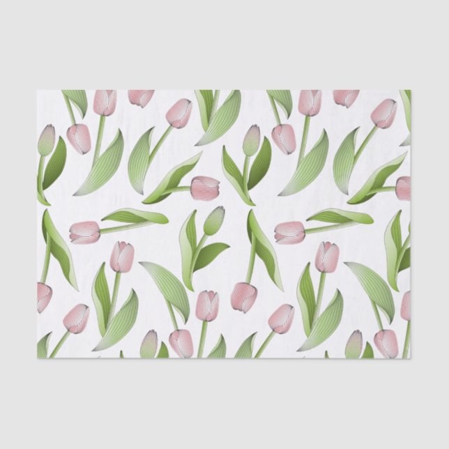 Papier Mousseline Tulipe Fleur Rose Moderne (Recto)