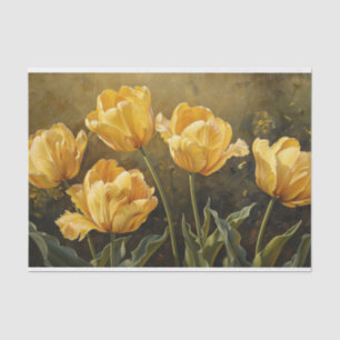 Papier Mousseline Tulipes Jaunes Vintage peinture à l'huile Découpag