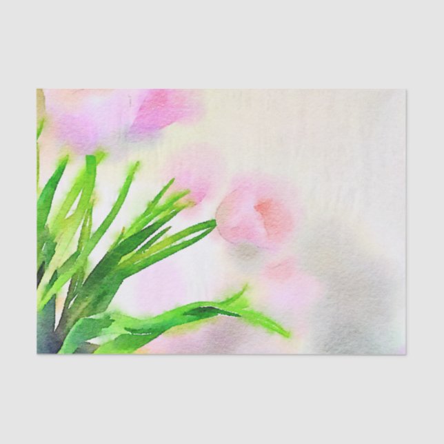 Papier Mousseline Tulipes roses d'aquarelle (Recto)