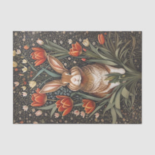 Papier Mousseline Tulipes rouges Brown de lapin William Morris inspi