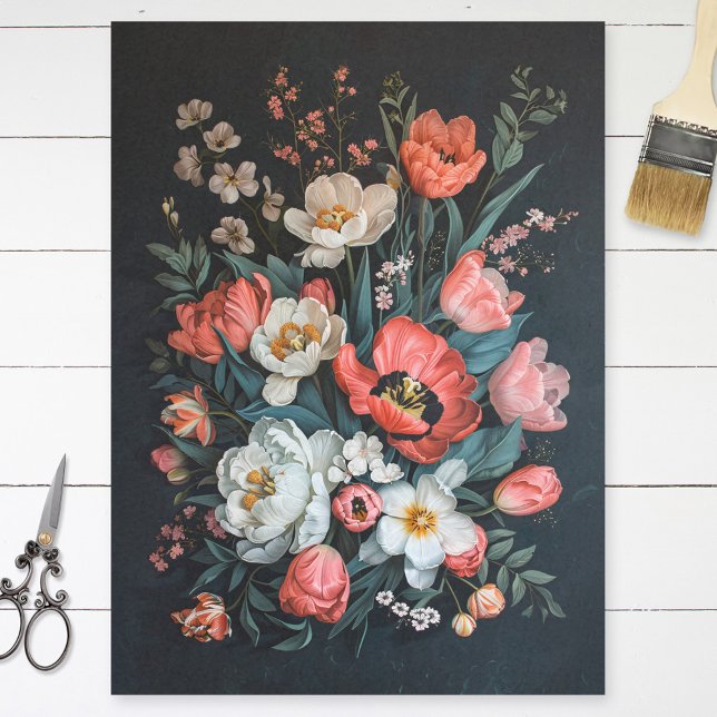 Papier Mousseline Tulipes vintages Peinture colorée Découpage (Créateur téléchargé)