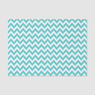 Papier Mousseline Turqoise ZigZag / Motif Chevron