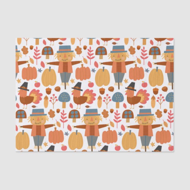 Papier Mousseline Turquie et Scarecrow Thanksgiving Motif (Recto)
