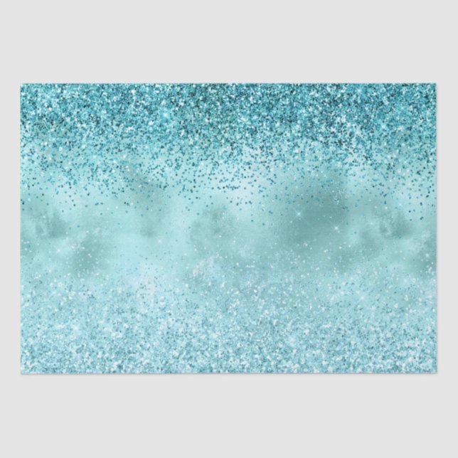 Papier Mousseline Turquoise Aqua Gold Glam Parties scintillant (Recto)