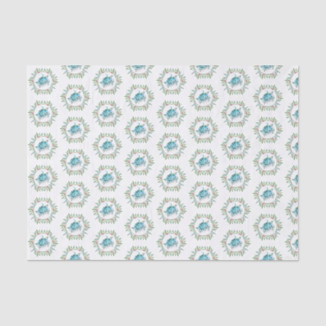 Papier Mousseline Turquoise Blue Sea Turtle Beach Noël (Recto)