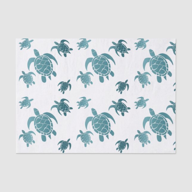 Papier Mousseline Turquoise Blue Sea Turtle Marine (Recto)
