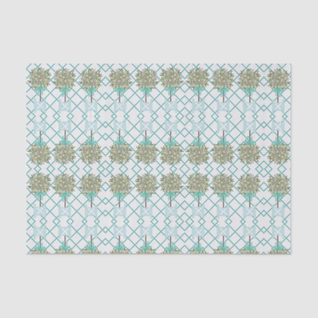 Papier Mousseline Turquoise Citron Topiaire Robin's Oeuf Bleu Bleu B (Recto)