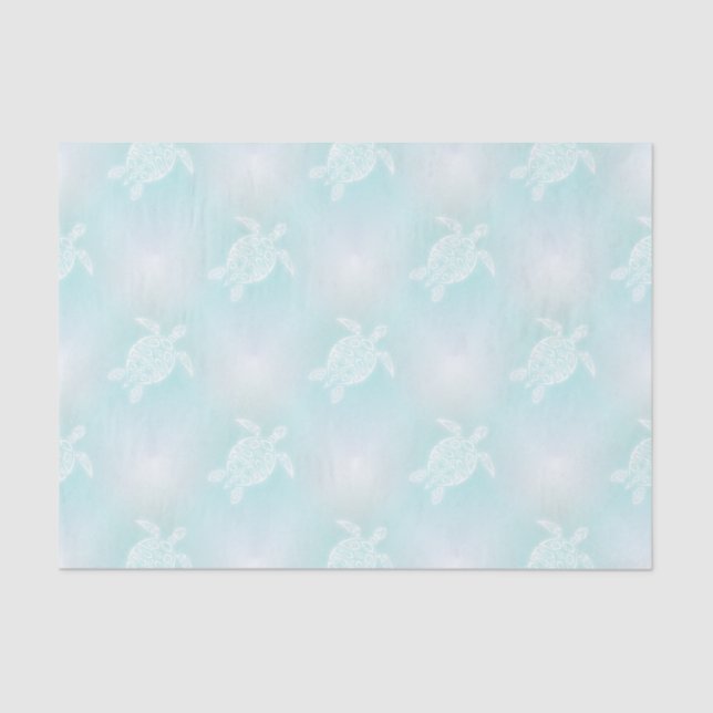 Papier Mousseline Turquoise douce Motif (Recto)