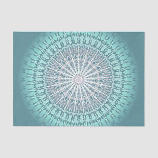 Papier Mousseline Turquoise Green Chevron Mandala (Recto)