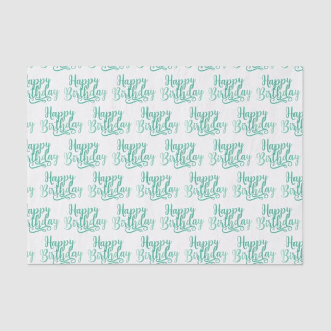 Papier Mousseline Turquoise Green Fun HEUREUX ANNIVERSAIRE Personnal (Recto)