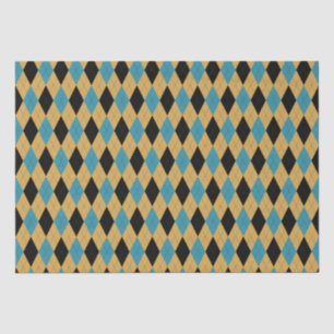 Papier Mousseline Turquoise or et noir classique Jacquard Motif diam
