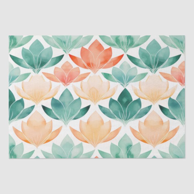 Papier Mousseline Turquoise Tangerine Chic Floral (Recto)