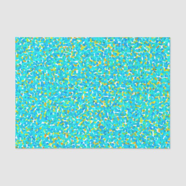 Papier Mousseline Turquoise Vert Bleu Jaune Abstrait Motif (Recto)