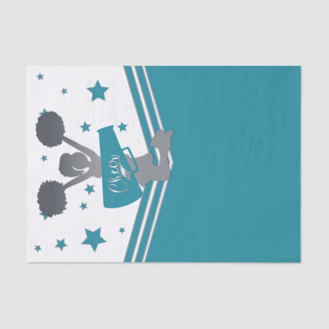 Papier Mousseline Turquoise White Silver Stars Cheer Cheer Party (Recto)