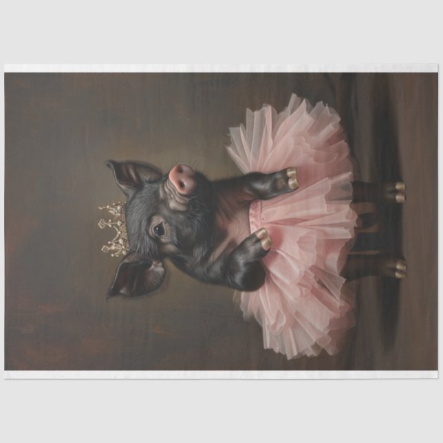 Papier Mousseline Tutu rose de porc noir et découpage de couronne (Recto)