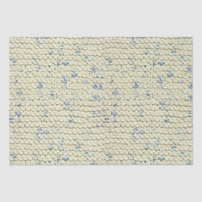 Papier Mousseline Tweed bleu/naturel de motif de Knit de point de (Recto)