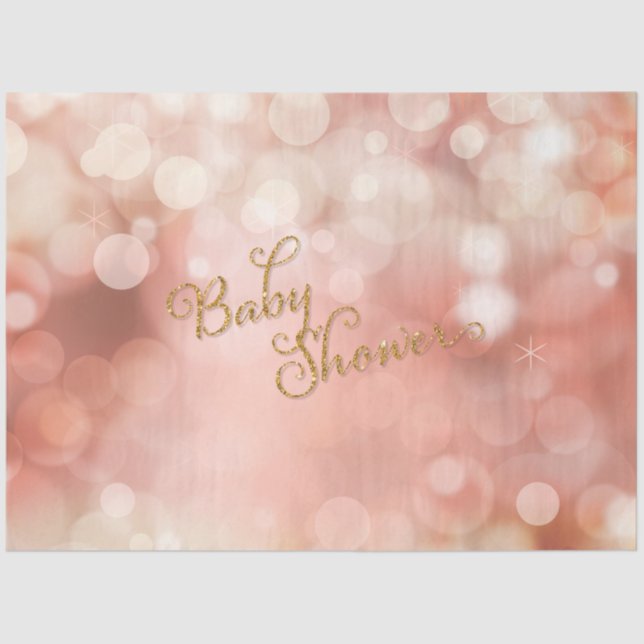 Papier Mousseline Twinkle Lights Gold Parties scintillant rose bébé  (Recto)