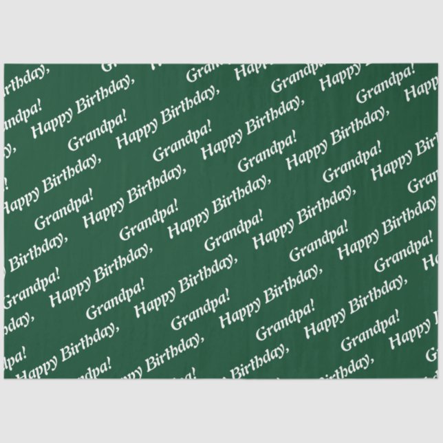 Papier Mousseline Typographie Chic Vert Joyeux Anniversaire, grand-p (Recto)