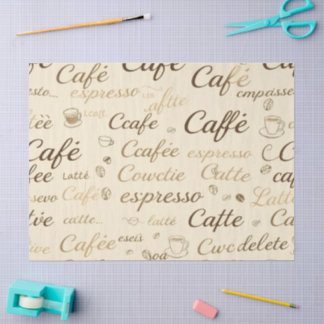 Papier Mousseline Typographie classique du café et tissu Motif de ha