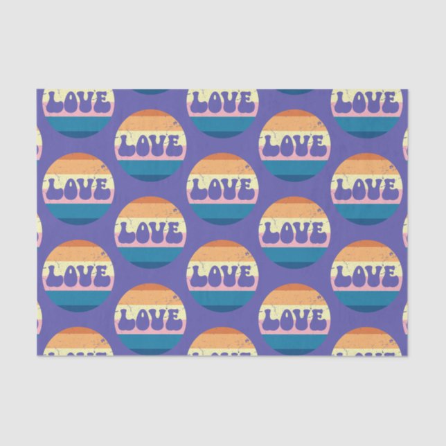 Papier Mousseline Typographie D'Amour Rétro Sur Les Rayures De Couch (Recto)