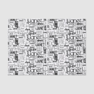 Papier Mousseline Typographie de nom personnalisée Noir Word Cloud