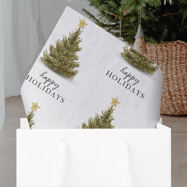 Papier Mousseline Typographie des fêtes joyeuses du sapin de Noël (Créateur téléchargé)