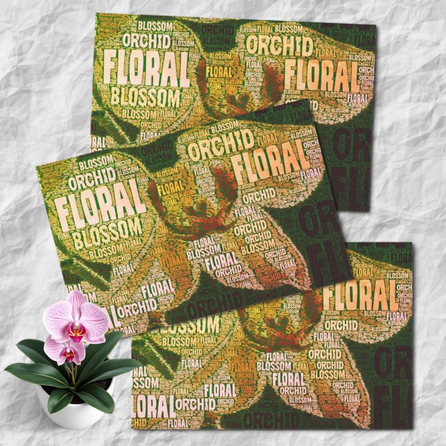 Papier Mousseline Typographie Embedded Word Cloud Decoupage (orchid word cloud tissue paper)