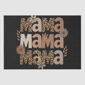 Papier Mousseline Typographie Mama esthétique Leopard Cadeau