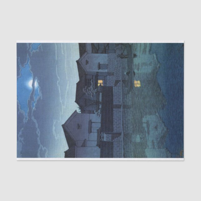 Papier Mousseline ukiyoe hasui n07 Matsue, Izumo (lune brumeuse) (Recto)