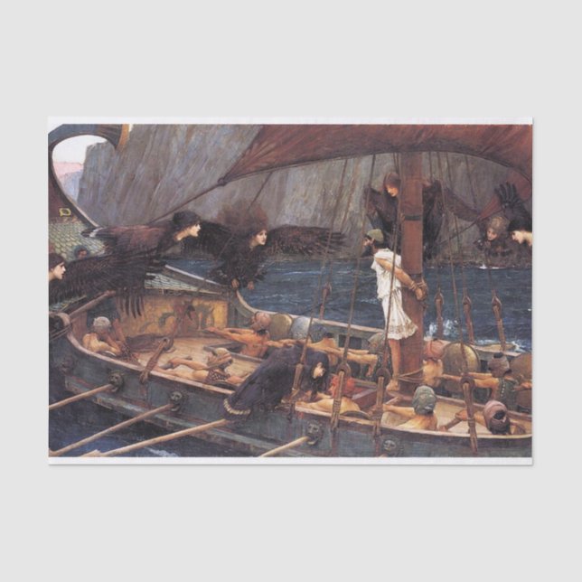 Papier Mousseline Ulysses et les sirènes, par John William Waterhous (Recto)