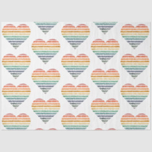 Papier Mousseline Un arc-en-ciel Vintage Striped Heart Series Design