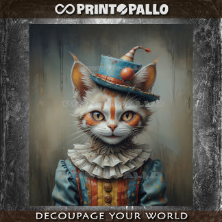 Papier Mousseline Un chaton déplaisant habillé en clown -