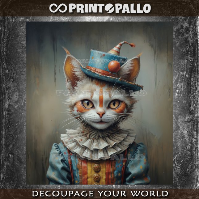 Papier Mousseline Un chaton effrayant déguisé en clown -  (Créateur téléchargé)