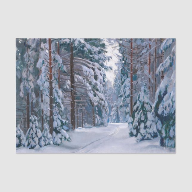 Papier Mousseline Un chemin neigeux dans la forêt, Découpage (Recto)
