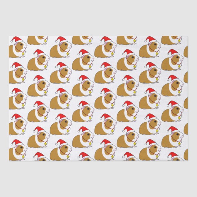 Papier Mousseline Un cochon de Guinée en chapeau de Père Noël (Recto)