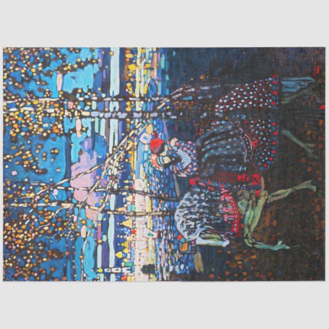 Papier Mousseline Un couple à cheval blanc, Wassily Kandinsky (Recto)