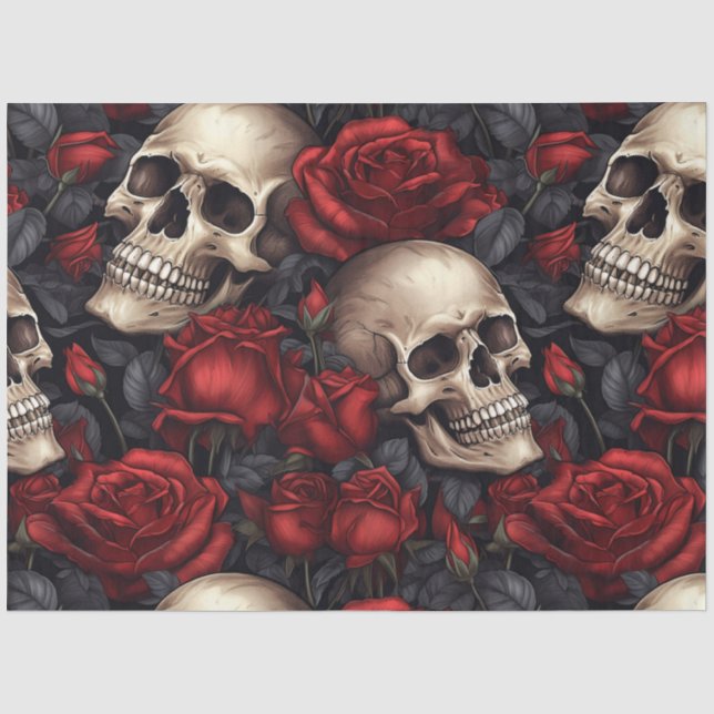 Papier Mousseline Un crâne et une série Rose 10 (Recto)