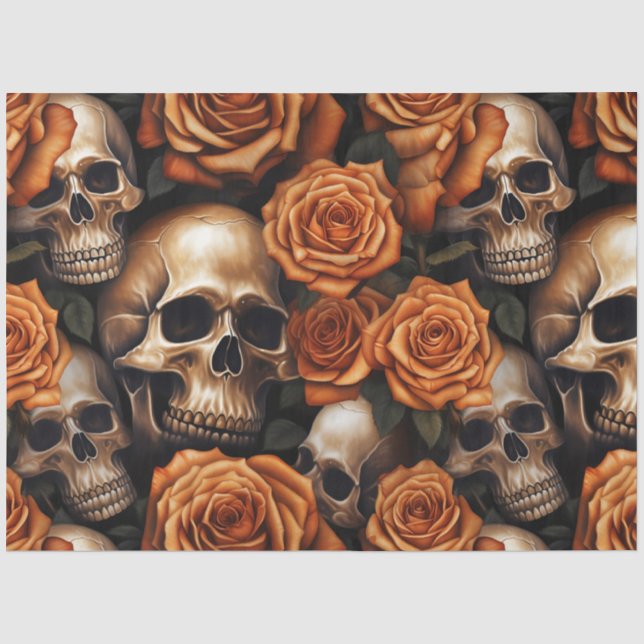 Papier Mousseline Un crâne et une série Rose 9 (Recto)