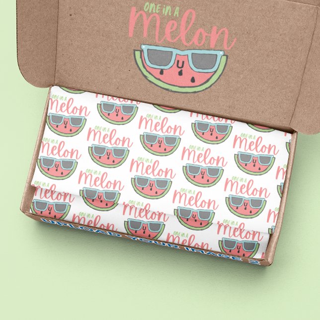 Papier Mousseline Un Dans Un Papier Tissu Melon (Celebrate someone special with this cute watermelon, "One in a melon" tissue paper! )