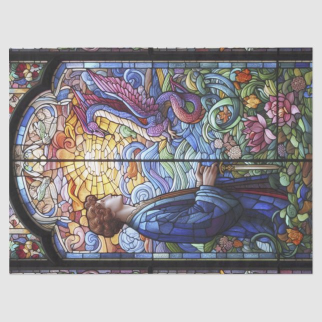 Papier Mousseline Un homme avec du papier Tissu Dragon (Recto)