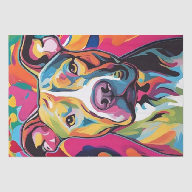 Papier Mousseline Un Pitbull Pop Art brillant et audacieux Découpage (Recto)