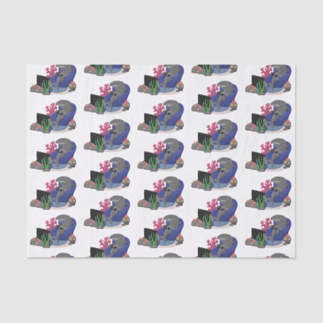 Papier Mousseline Un requin drôle en regardant la bande dessinée de  (Recto)