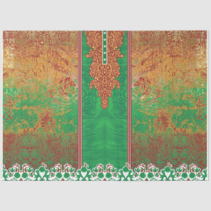 Papier Mousseline un tableau d'un champ vert avec une bordure orange