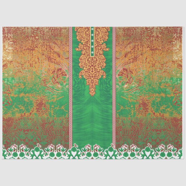 Papier Mousseline un tableau d'un champ vert avec une bordure orange (Recto)