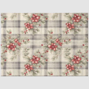 Papier Mousseline Un Tartan de Noël Floral Design Series #19
