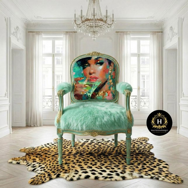 Papier Mousseline Une Africaine Américaine Martini Vert Découpage (Créateur téléchargé)